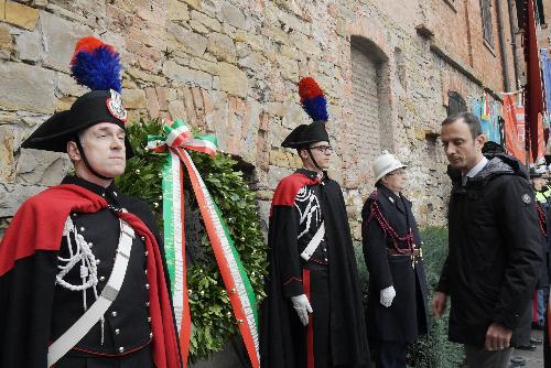 Il governatore del Friuli Venezia Giulia Massimiliano Fedriga alla cerimonia del Giorno della Memoria che si è tenuta alla Risiera di San Sabba a Trieste